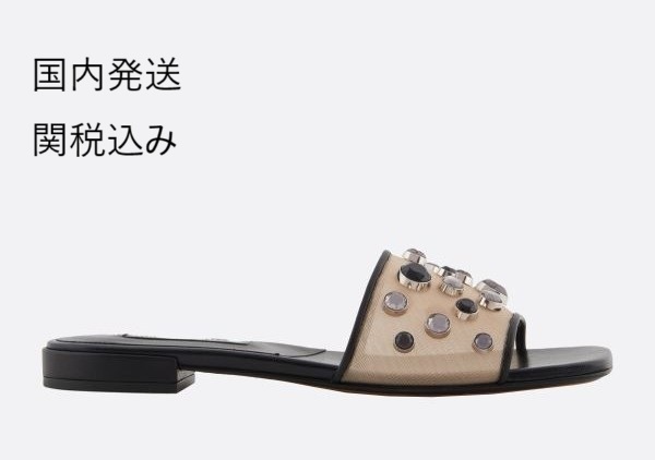 ラインストーン付きメッシュスライドサンダル 「10 Corso Como」