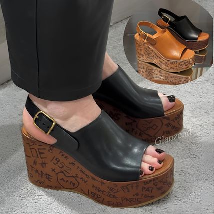 厚底が可愛い♪*Chloe*Maxime ウェッジ サンダル 関税込 Chloé Maximeウェッジサンダル のブラック CHC24A02YLU001