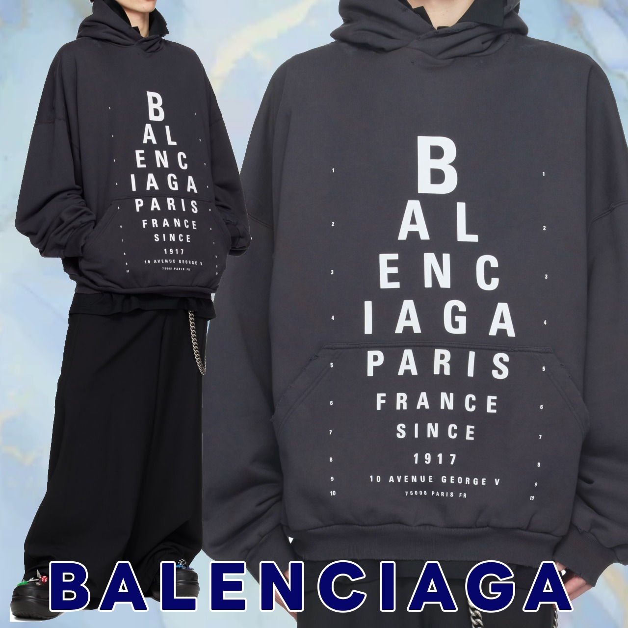 着回し力あり♪【BALENCIAGA】Optical ラージフィット フーディ