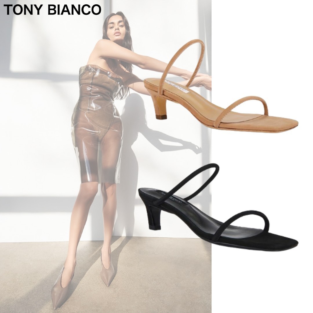 【希少】 TONY BIANCO TASH レザースクエアトゥサンダル 5cm 2色