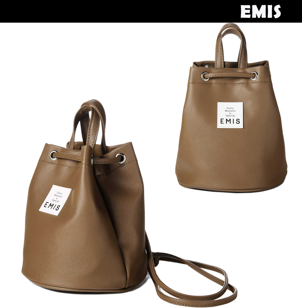 EMIS ◆ PLEATHER MINI BACK PACK-BROWN