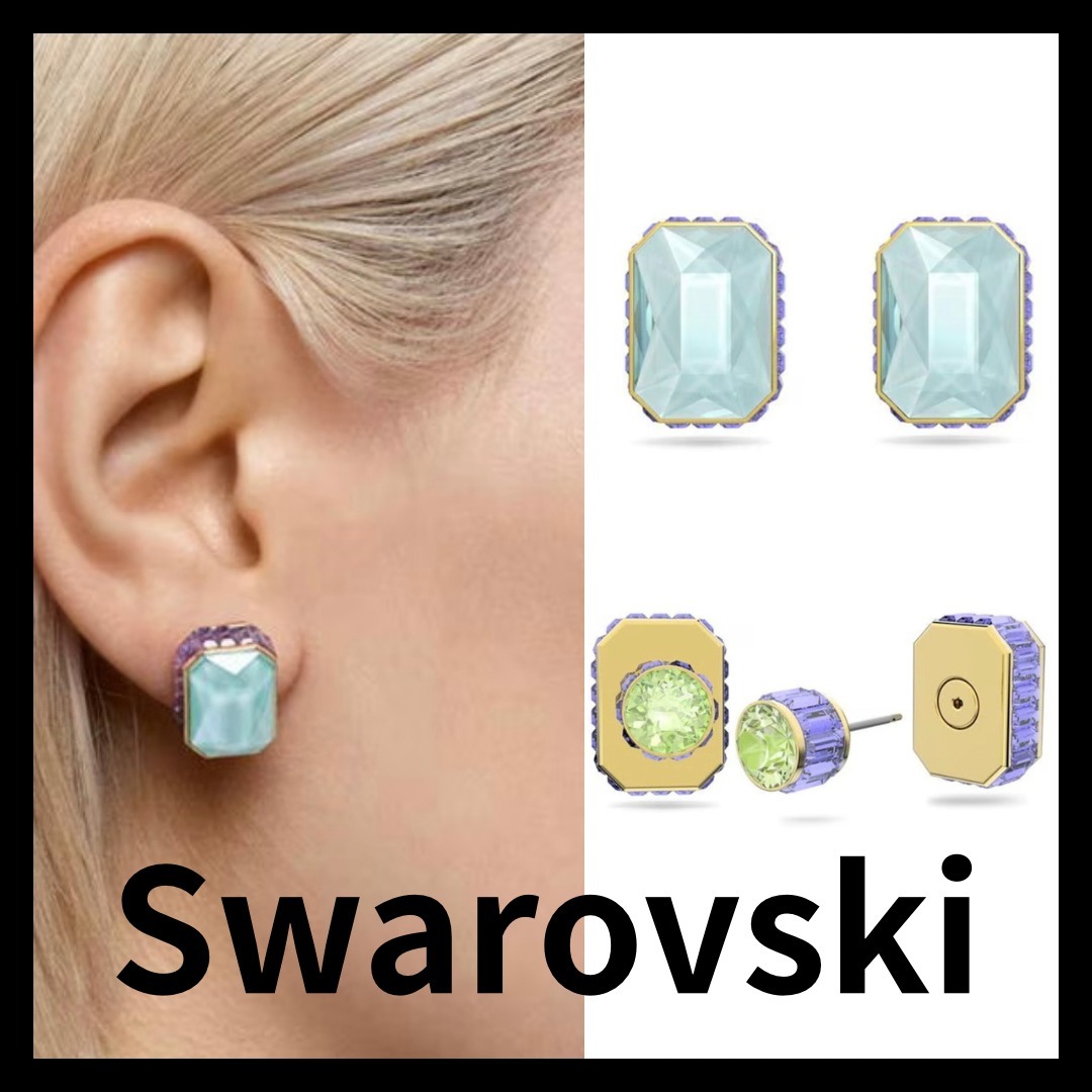 【Swarovski】Chroma クロマ オクタゴン スタッド ピアス 両面