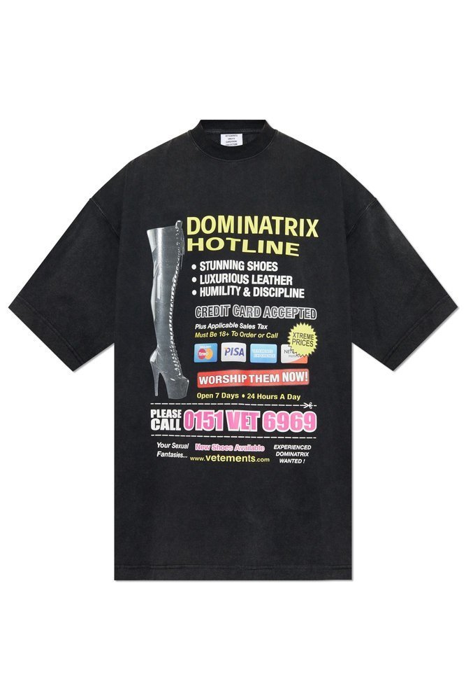 VETEMENTS スローガンプリントクルーネックTシャツ