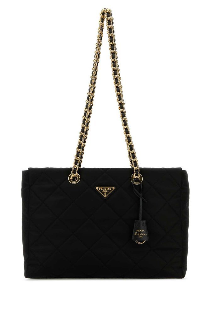 PRADA トライアングルロゴキルティングトートバッグ
