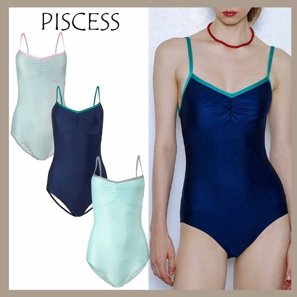 【PISCESS】Leotard Shirring One-Piece Swimsuit☆水着☆送料込