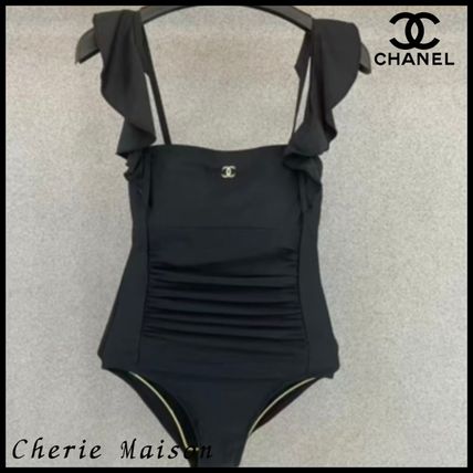 最安値で  タンキニ 水着 CHANEL ワンピース ビキニ 黒 スポーツ 36 S ビーチ 水着・ラッシュガード