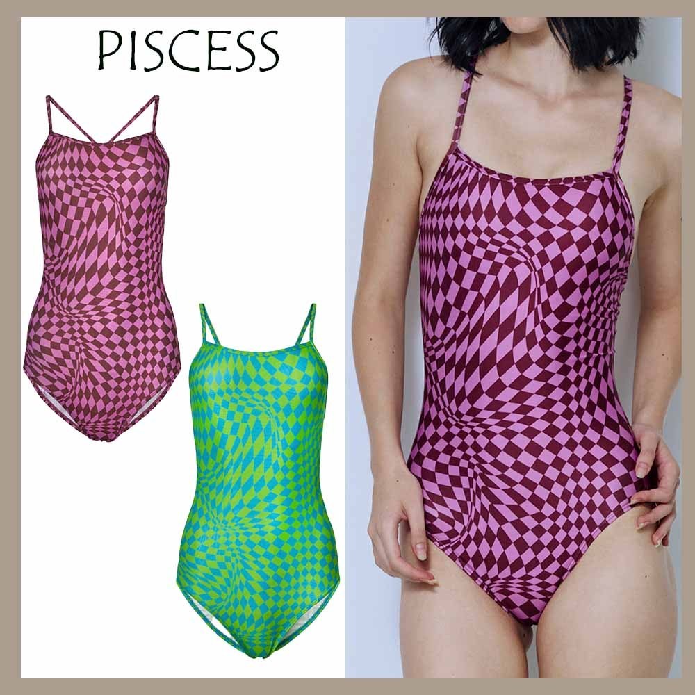 【PISCESS】Checkerboard One-Piece Swimsuit☆水着☆送料込