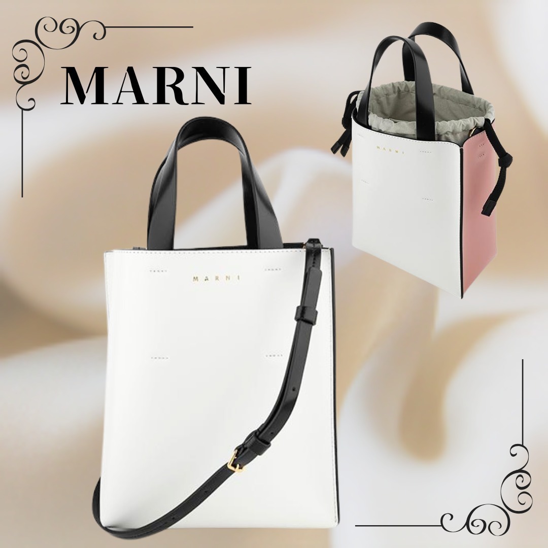 【MARNI】関税込☆Museo レザーハンドバッグ ホワイト＆ブラック