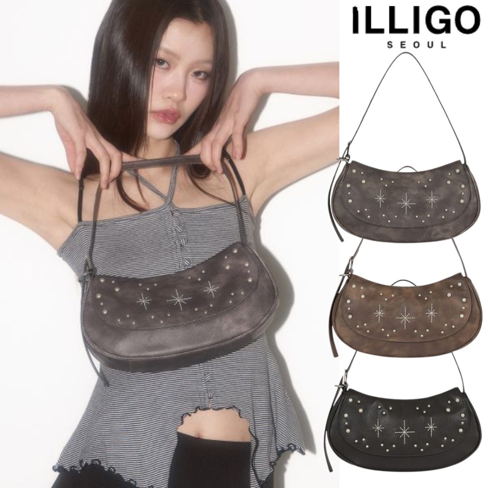 ★ILLIGO★ スタッズオーナメント ホーボートートバッグ