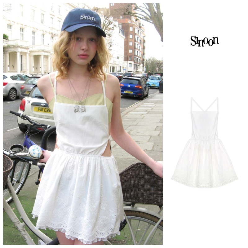 ● SINOON ● Scallop Lace Layered Dress (Cream)