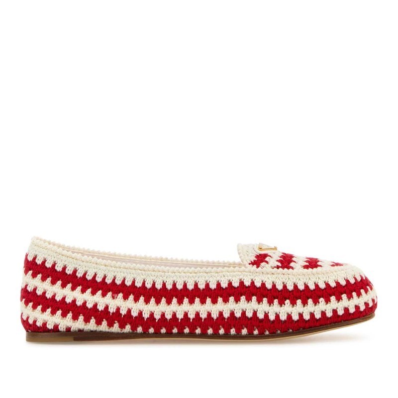 ローファー・オックスフォード PRADA Embroidered crochet loafers (1D496NF0052C2T F0011)