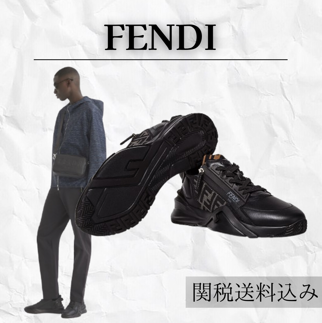 FENDI レザー フロー スニーカー ブラック