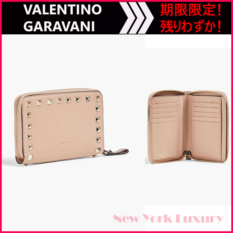 VALENTINO★素敵！Rockstud pebbled-leather wallet