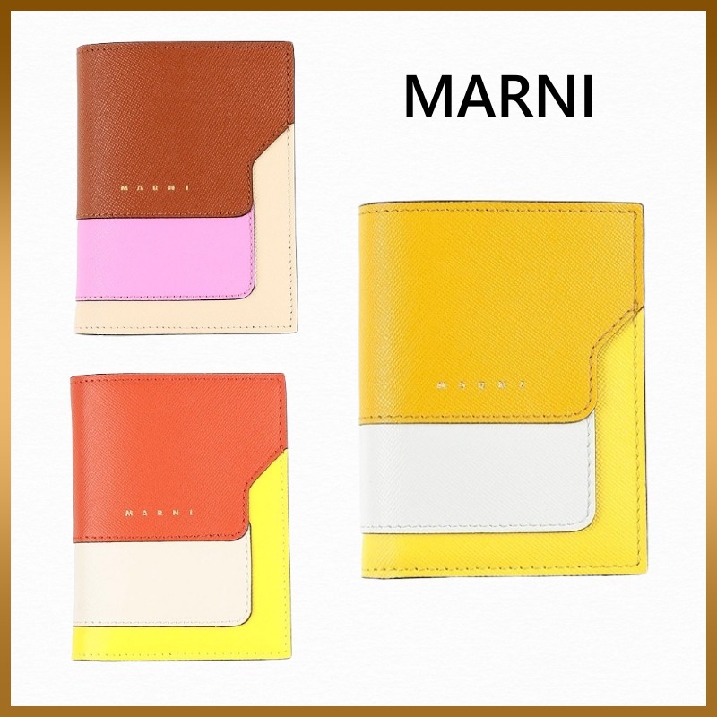 【MARNI】ロゴ レザー マルチカラー 二つ折りウォレット 財布