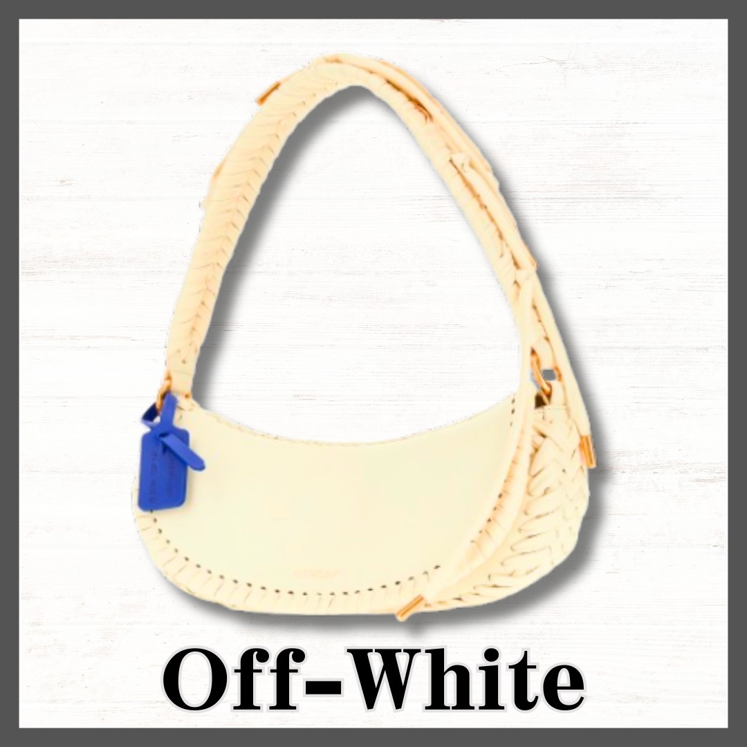 人気!関税送料込【Off-White】ウーブントリム ハンドバッグ 白