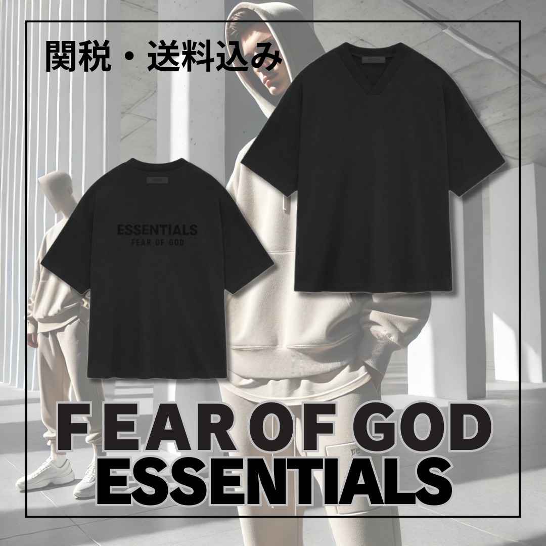 関税込＊FEAR OF GOD ESSENTIALS＊SS24 VネックTシャツ ブラック