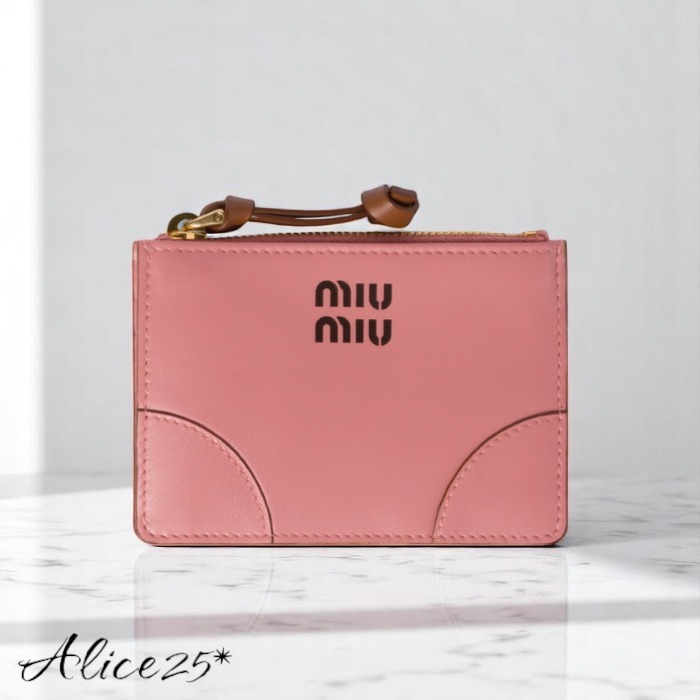 [MIUMIU] レザー カード ホルダー ミニ財布 pink