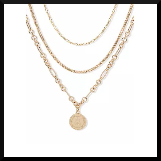 ネックレス・ペンダント RALPH LAUREN Gold Tone Multi-Row Chain Pendant Necklace