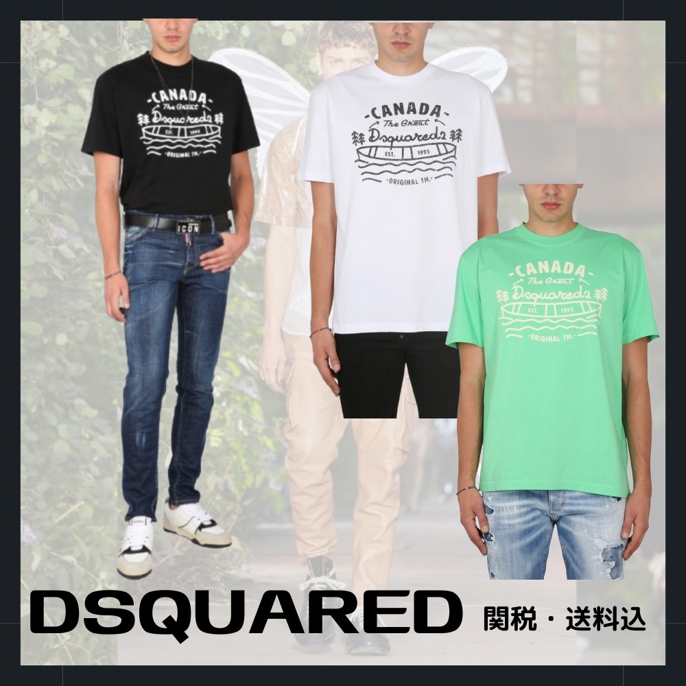 新作☆【DSQUARED】ロゴプリント入りコットンジャージーTシャツ