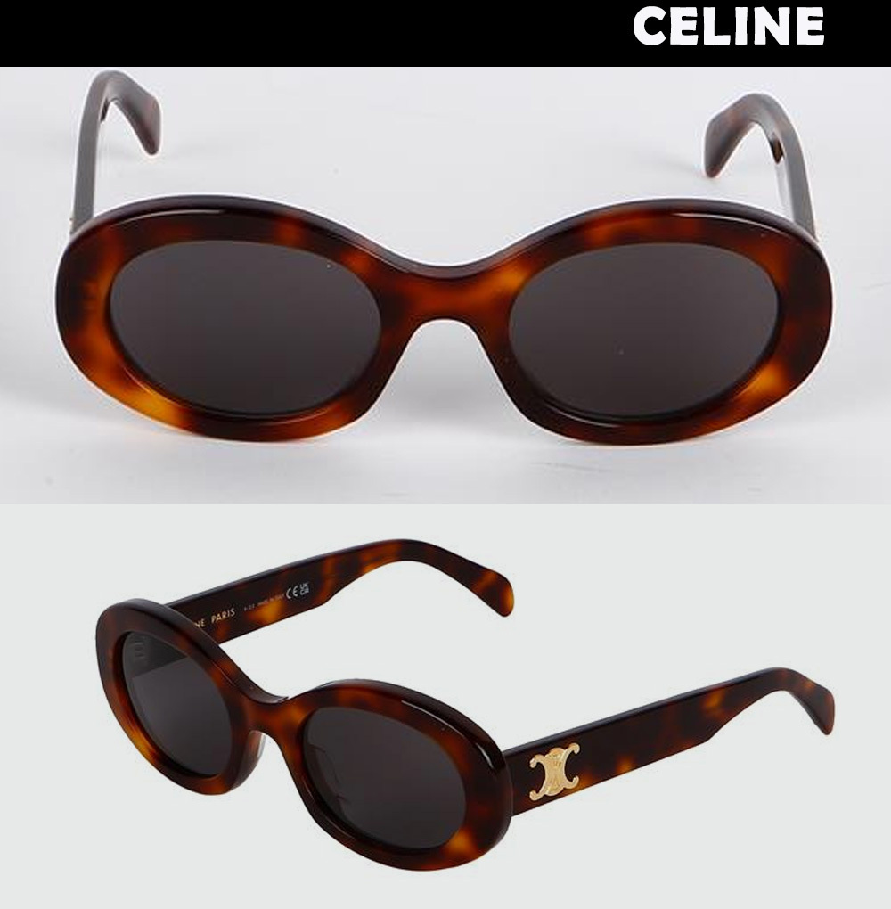 CELINE ◆ トリオフェ オーバル サングラス Blonde Havana