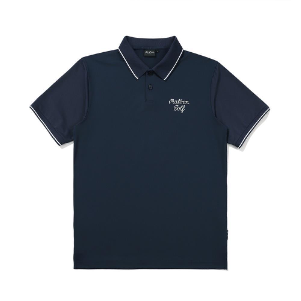 Tシャツ・カットソー Malbon Golf Bucket Mesh Mix Polo T-Shirt NAVY MAN M4321PTS02