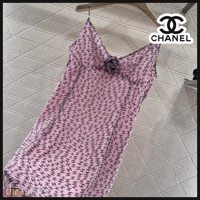 【涼しげなデザイン◎】CHANEL キャミソール ワンピース ドレス