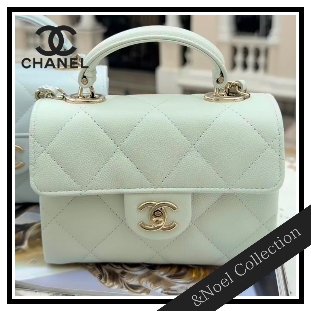 【グリーン♡キャビア】CHANEL トップハンドル ミニバッグ