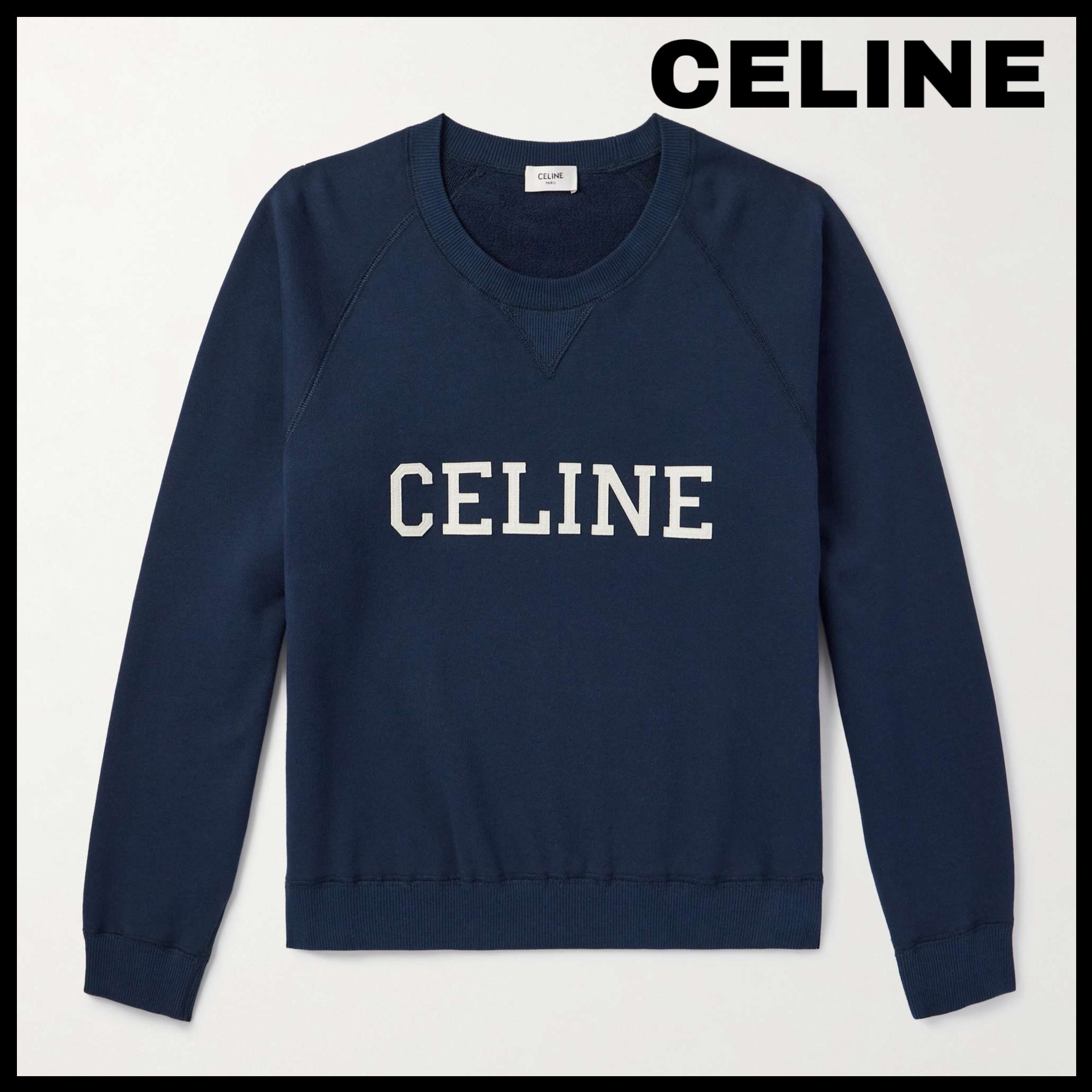 【大人気★】*CELINE* ロゴアップリケコットンスウェットシャツ