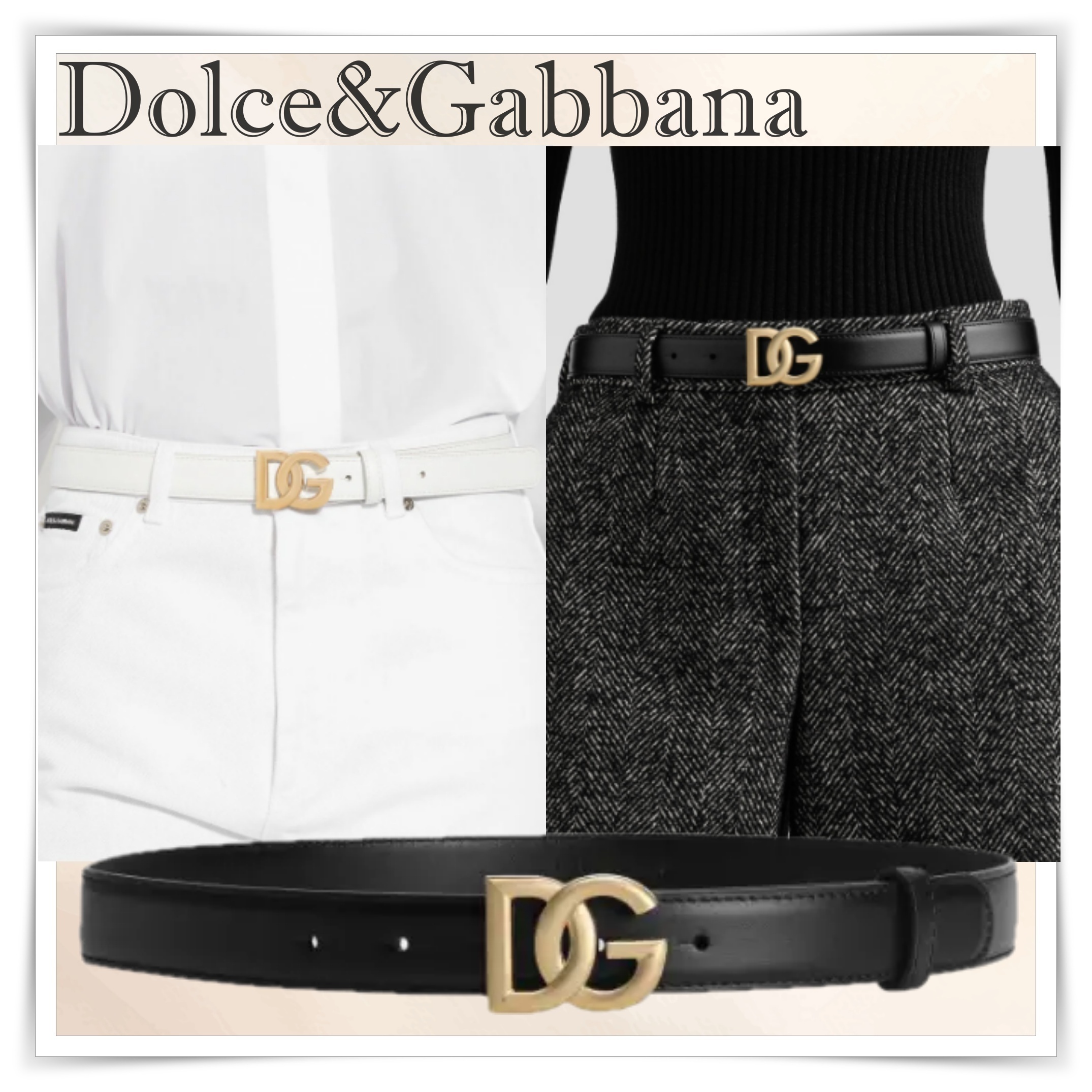 DOLCE & GABBANA カーフスキン DGロゴ ベルト【関税送料込】