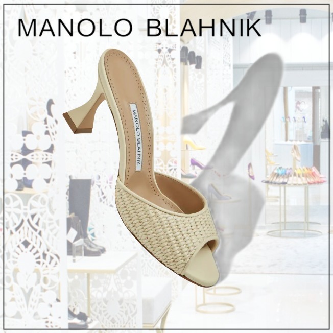【MANOLO BLAHNIK】 ラフィア オープントゥミュール