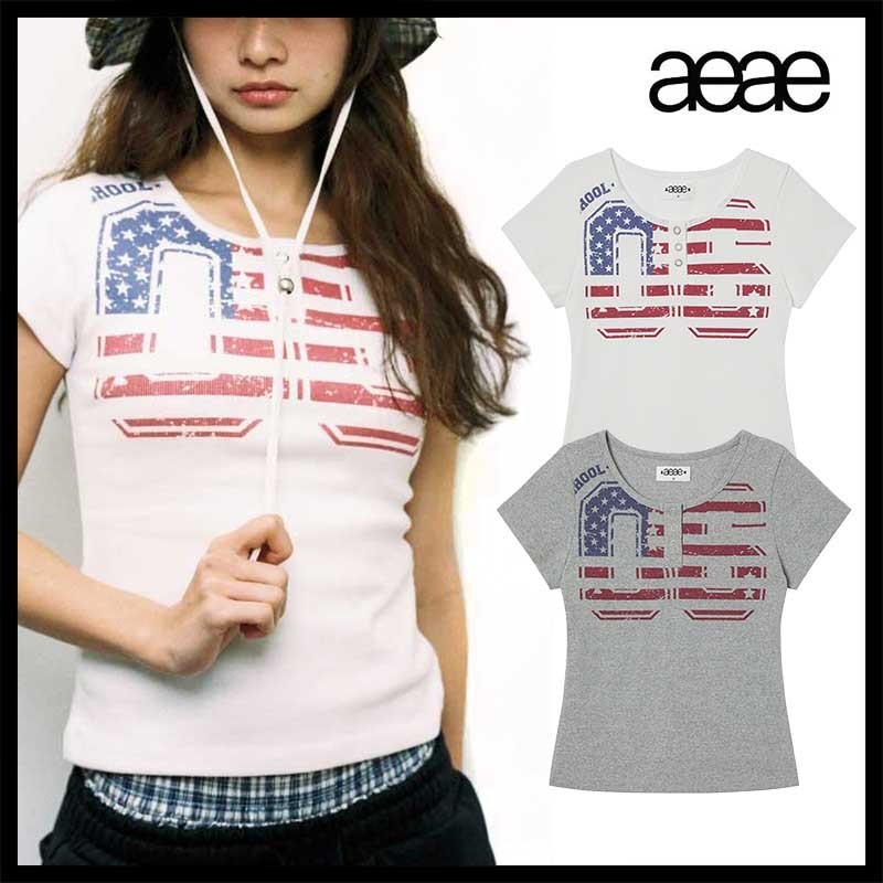 ★送料・関税込★AEAE★USA BANNER HENLY NECK TEE