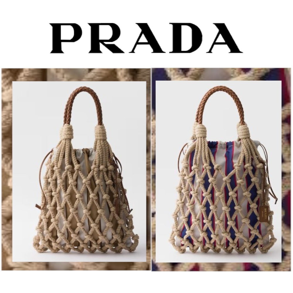 注目の新作♪【PRADA】プラダ コットンマクラメ ノットバッグ