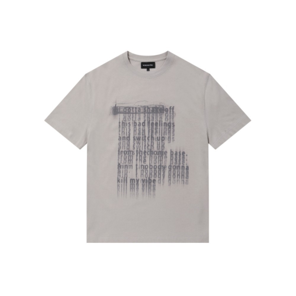 Tシャツ・カットソー WOOALONG Typo Graphic Tshirt LIGHT GREY WL242JST09ULGY