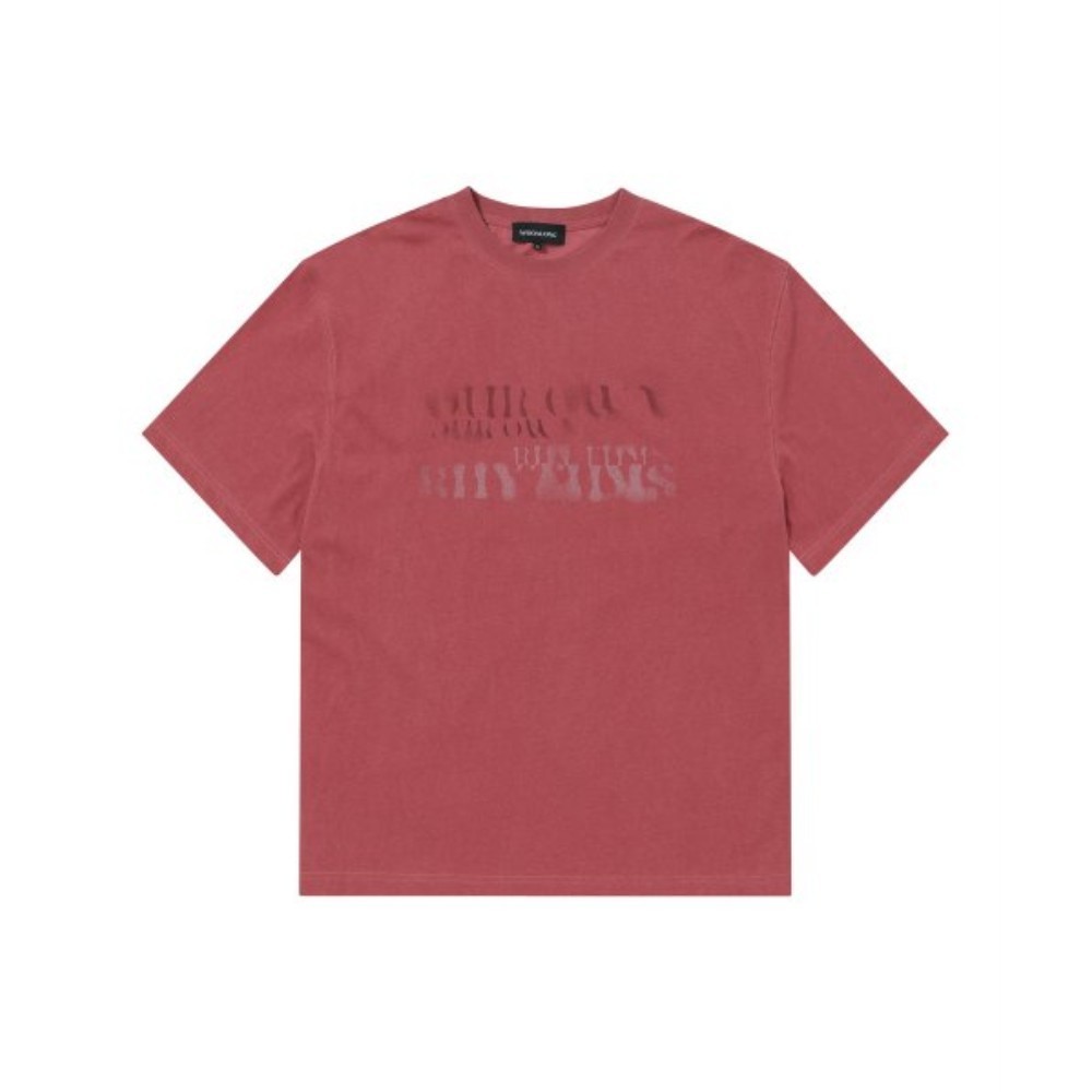 Tシャツ・カットソー WOOALONG Pigment over fit graphic Tshirt RED WL242JST01URED
