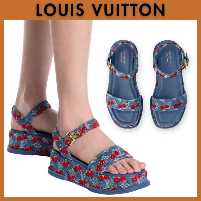 ポップな足元に☆LOUIS VUITTON☆チェリー刺繍マヤサンダル