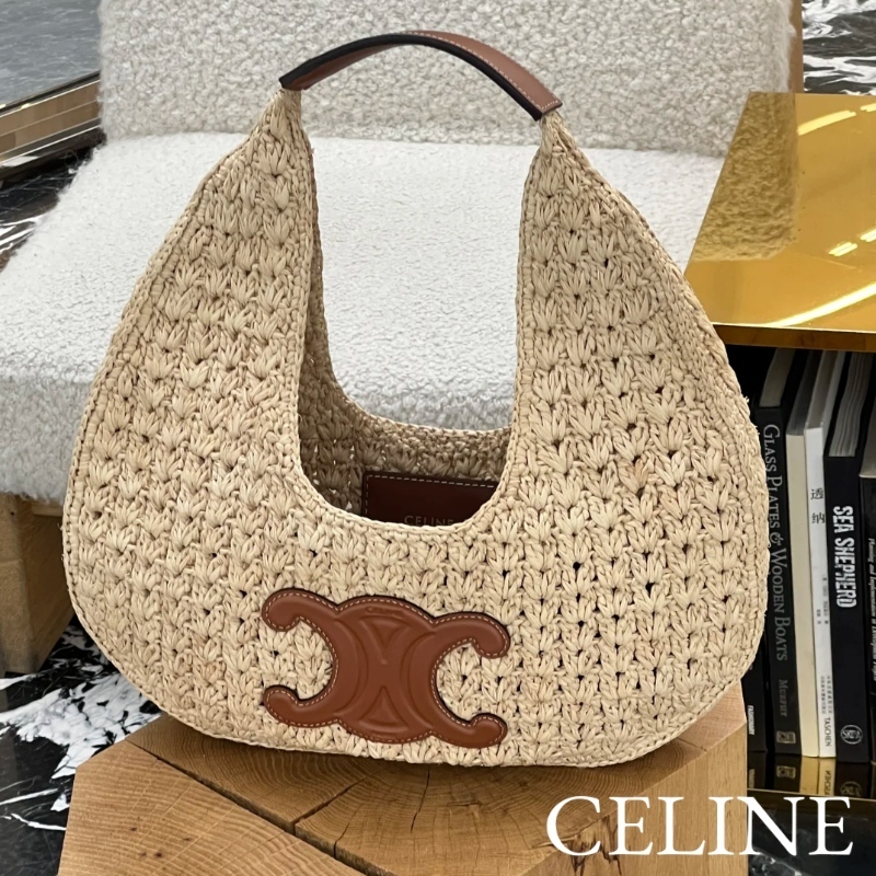 CELINE クラシック パニエ ホーボーバッグ ラフィア