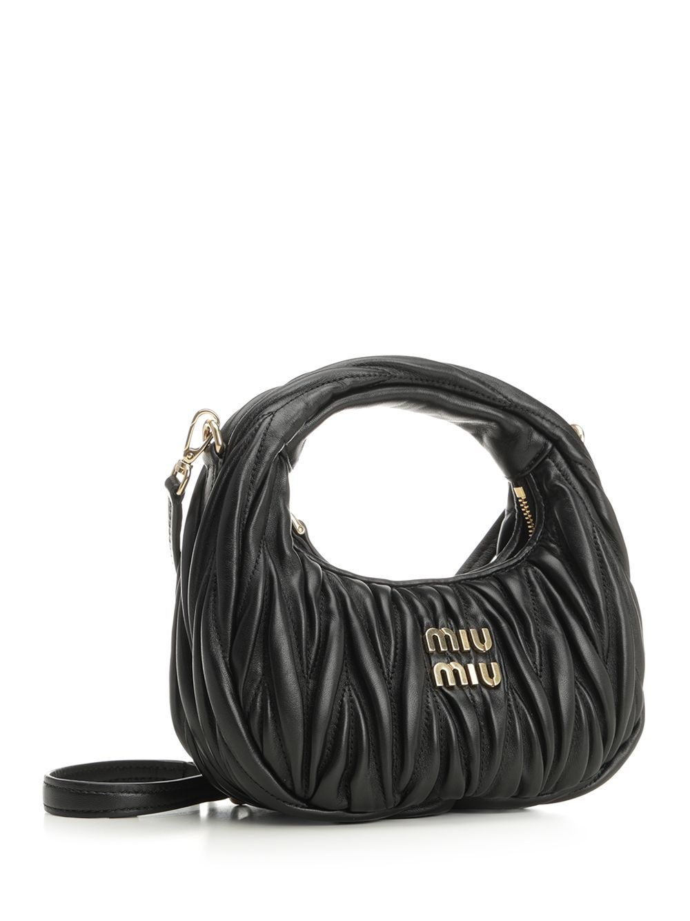 Miu Miu \"Wander\"ワンダー マテラッセレザー ホーボーミニバッグ
