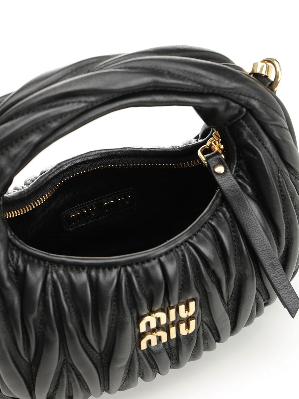 Miu Miu \"Wander\"ワンダー マテラッセレザー ホーボーミニバッグ