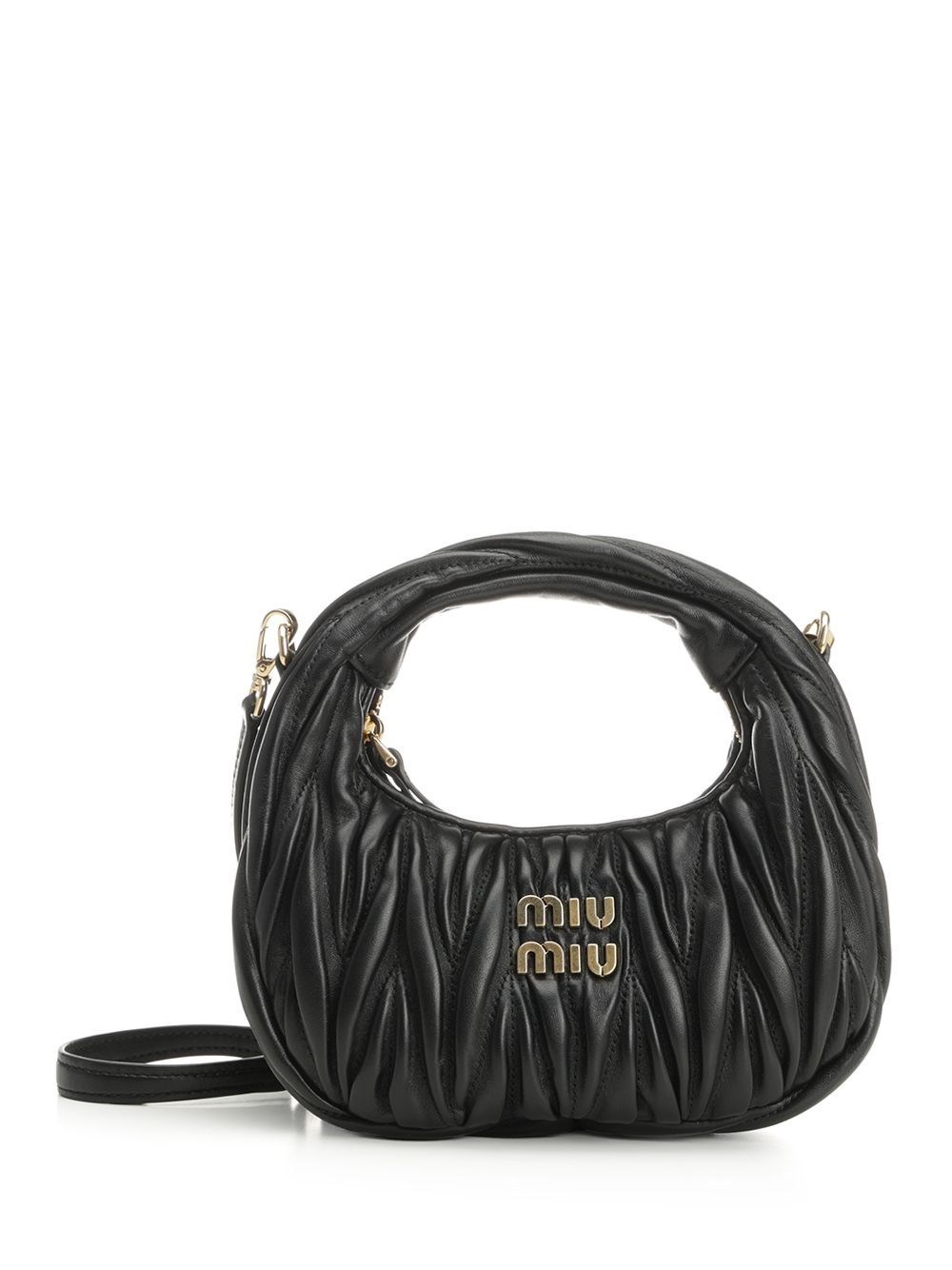 Miu Miu \"Wander\"ワンダー マテラッセレザー ホーボーミニバッグ