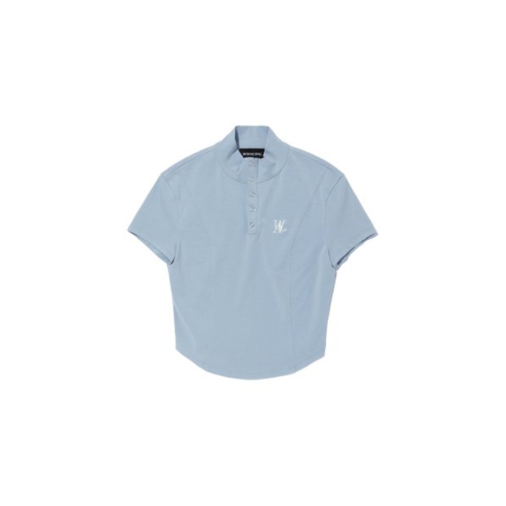 Tシャツ・カットソー WOOALONG Signature jersey half neck slim Tshirt SKY BLUE CF