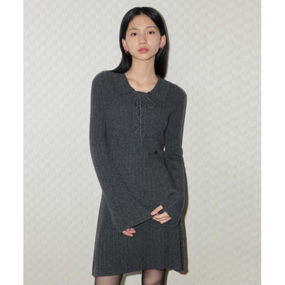 ワンピース citybreeze Lace-up knit one-piece CHARCOAL CTG3OP02CH