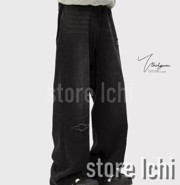 メンズ デニムパンツダメージ加工 穴あき 破れ ストリート a1048