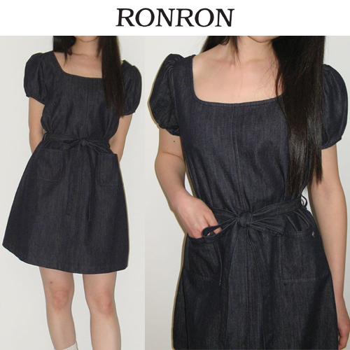 ★25SS新作★RONRON★NON FADE POCKET HEART POINT DENIM DRESS
