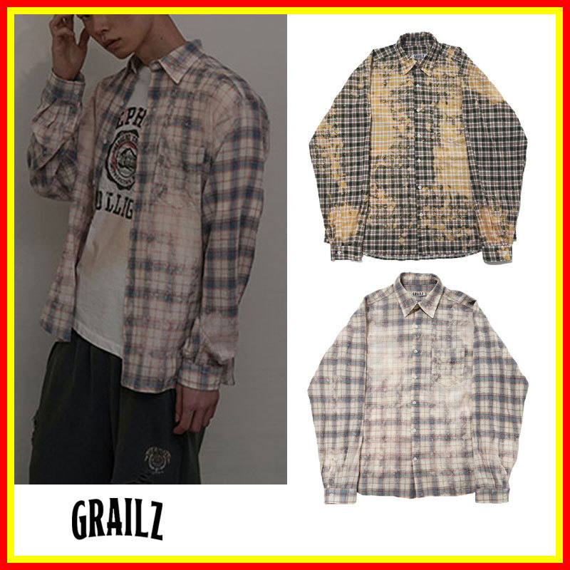 [GRAILZ] BLEACHED PLAID SUMMER SHIRTS /追跡付