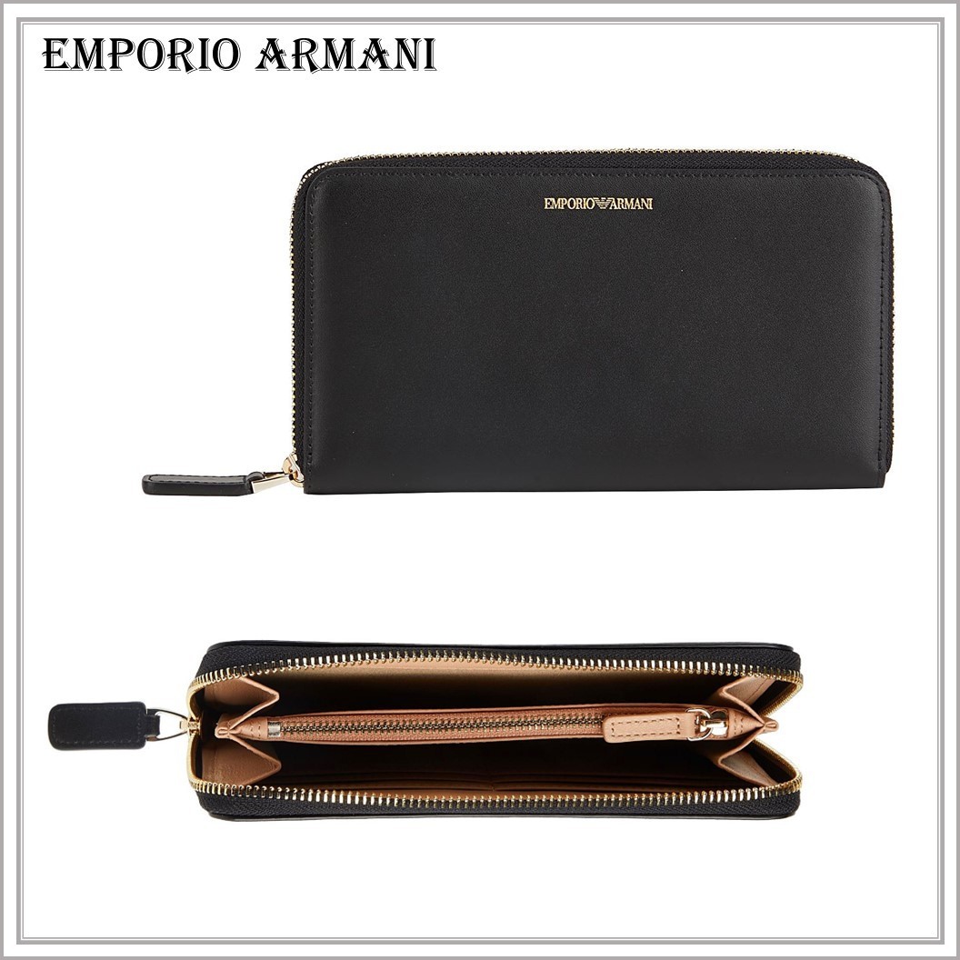 【関税込】◆EMPORIO ARMANI アルマーニ◆ロゴ ジップ 長財布