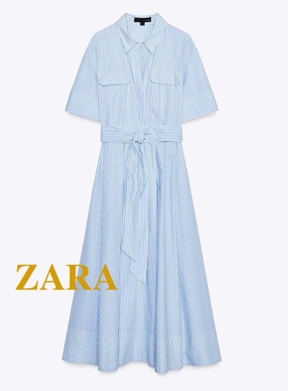 ☆ドイツ発*ZARA*新作*ストライプシャツワンピ/BLUE☆ (ZARA