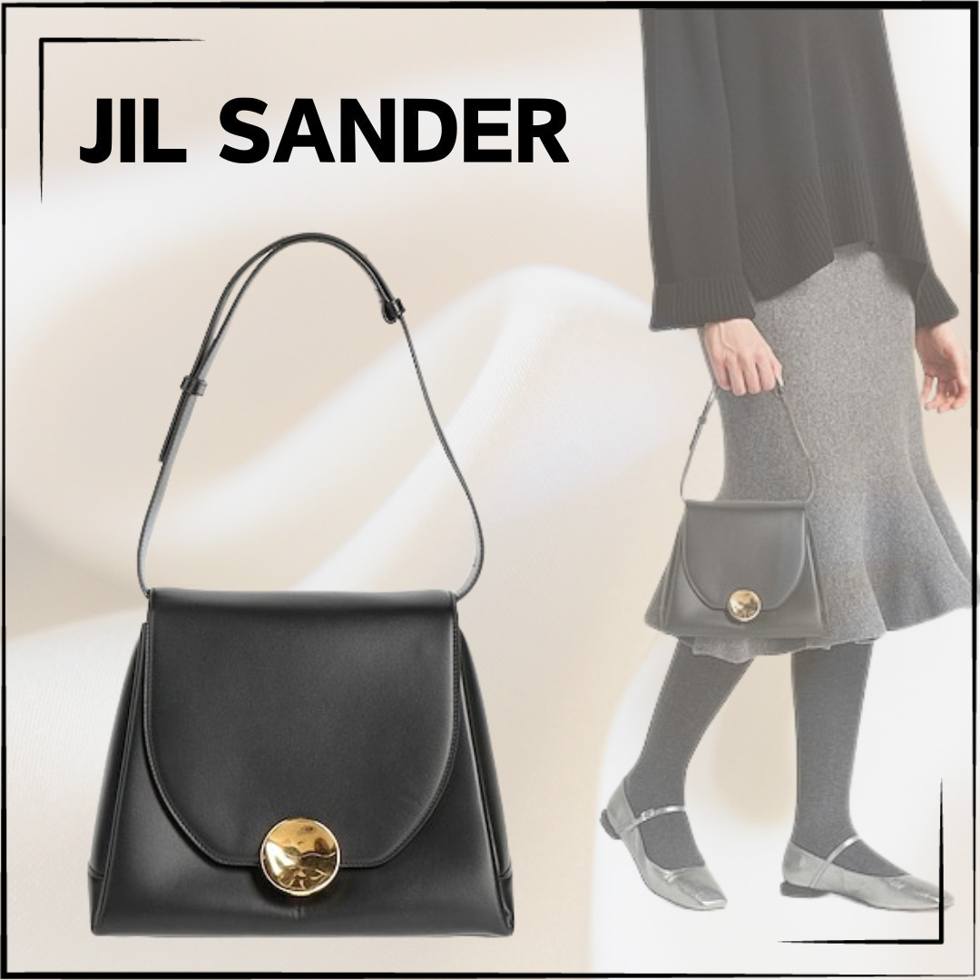 【JIL SANDER】関税込☆フラップバッグ ミディアム レザー black