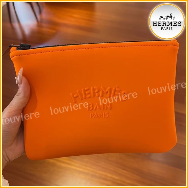 【鮮やかなカラー♪】HERMES ポーチ Neobain Maillon Marin PM