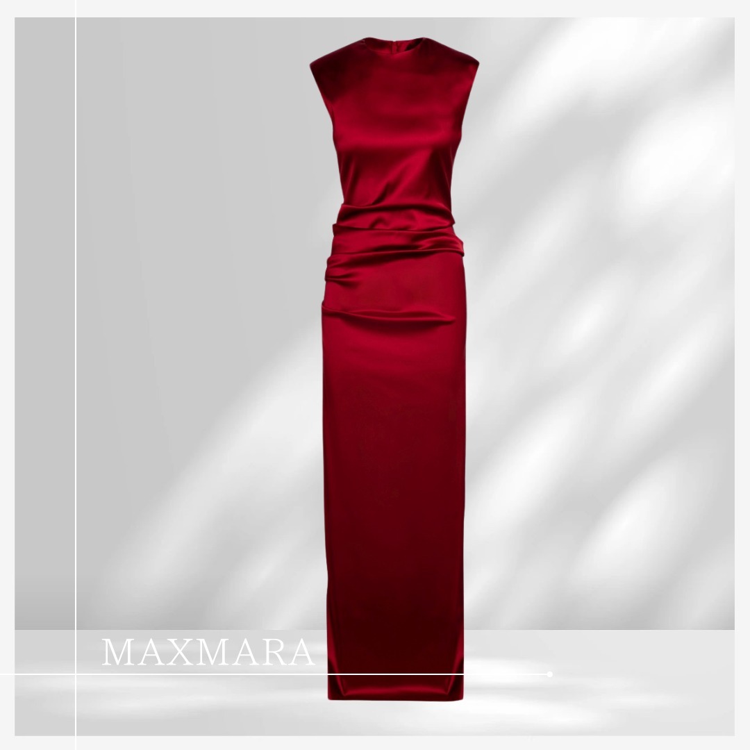 ラグジュアリーブランド【Max Mara】赤いロングスリーブドレス