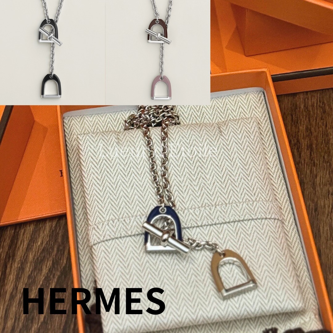【印象づける】HERMES Etrier シルバーチェーンネックレス